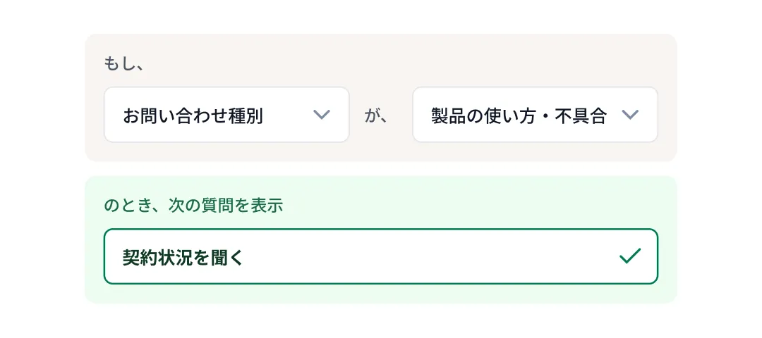 管理画面で項目を選んで条件分岐を設計する画面