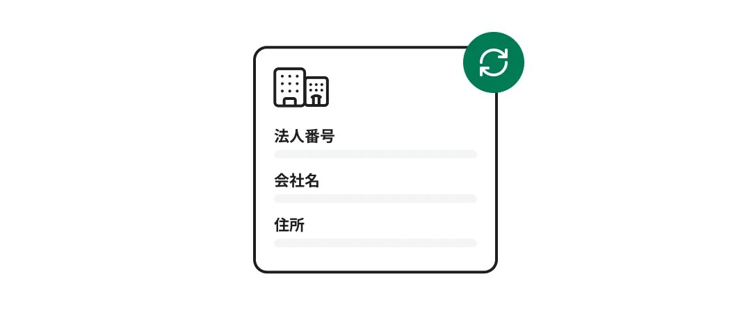 最新の法人データから自動入力される画面