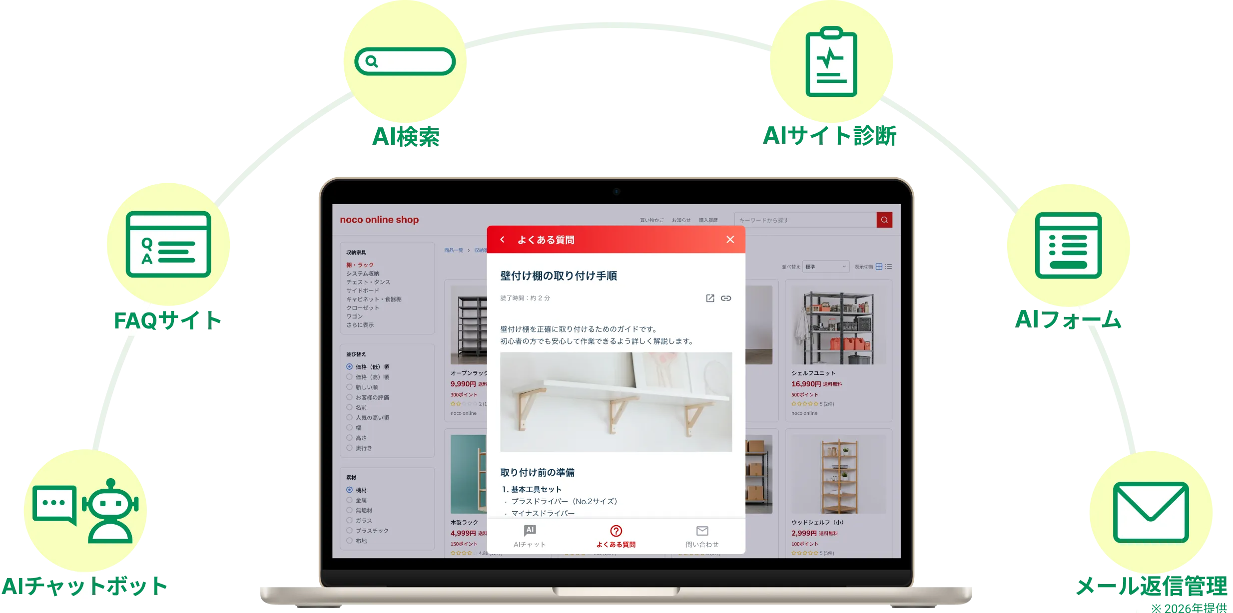 Helpdogの主要機能一覧イメージ