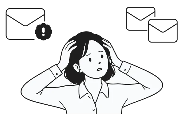 メールの対応漏れや二重対応に気づいて慌てる様子