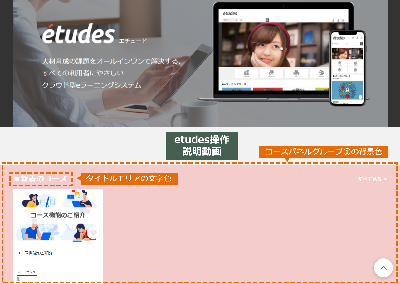 トップページに表示するコースパネルの設定方法