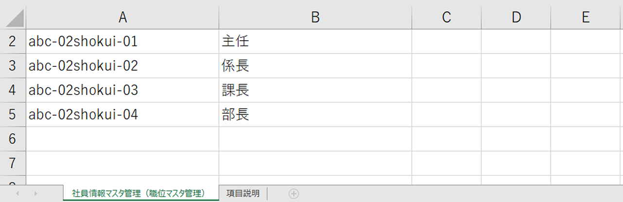 社員情報マスタのインポート方法