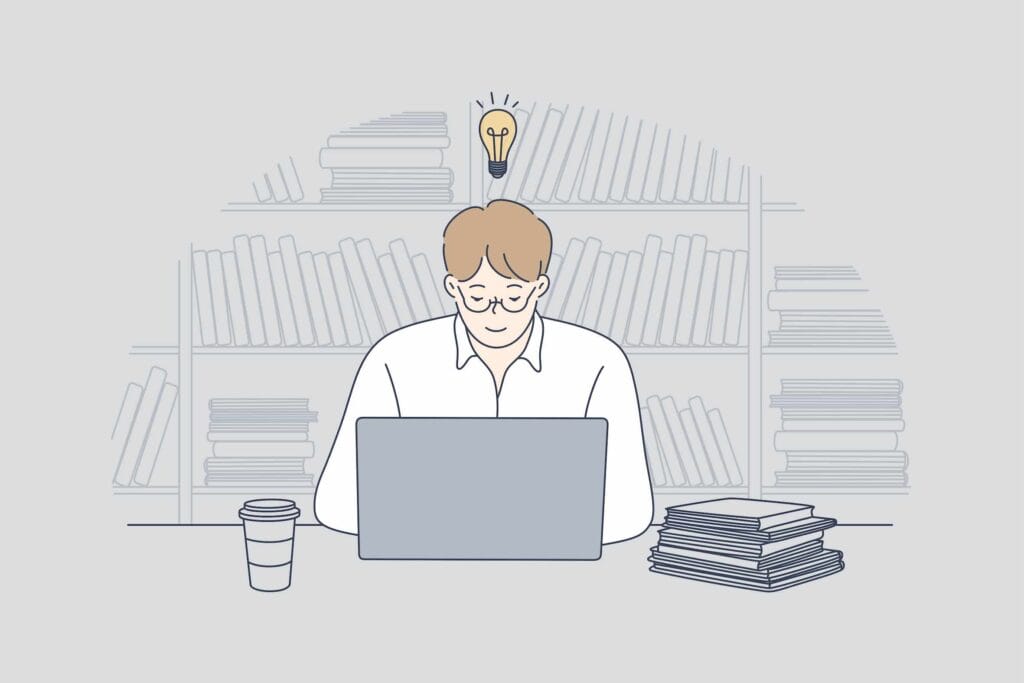 企画立案や知識習得に取り組む集中した作業環境