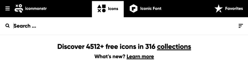 iconmonstrのトップページでアイコンを検索できる画面