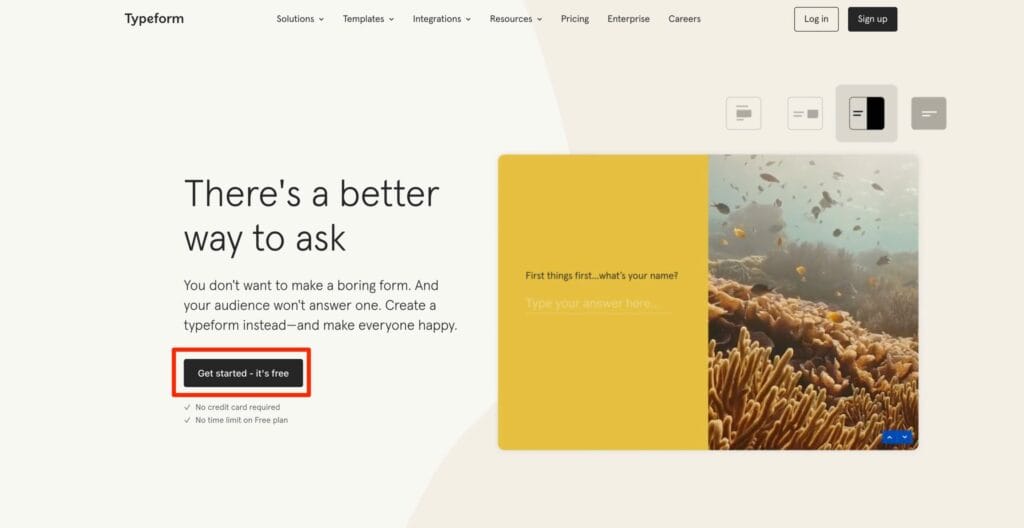 公式サイトのトップページで「Get started - it's free」ボタンをクリックする