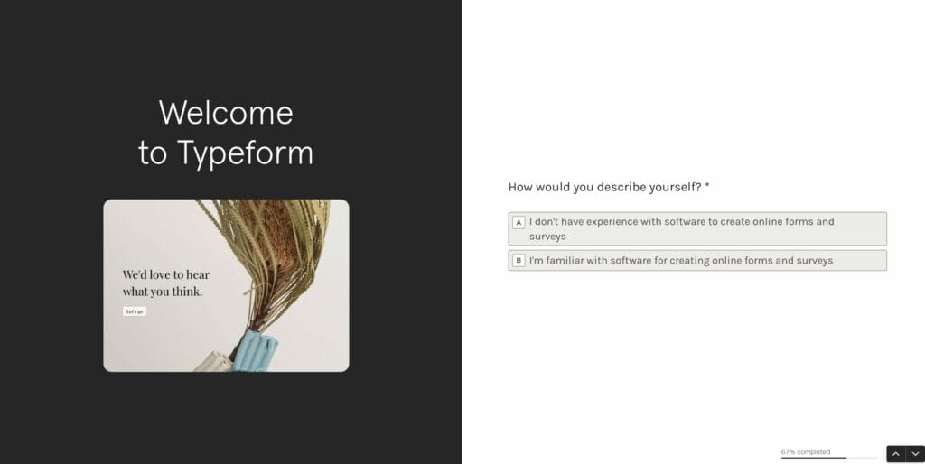 フォーム作成経験の有無を選ぶ登録ステップの質問画面
