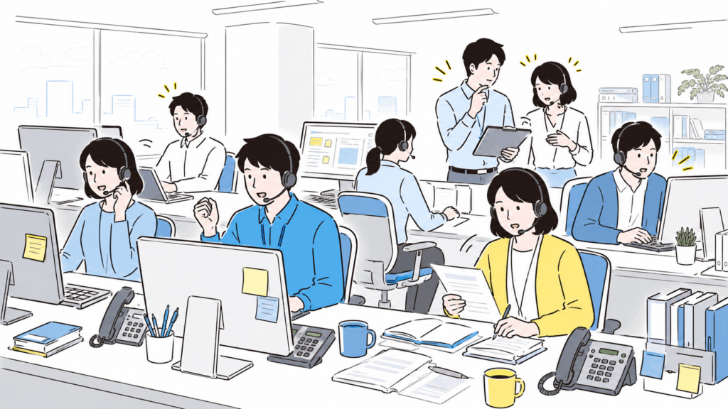 複数のオペレーターが同時に顧客対応にあたるカスタマーセンターの現場