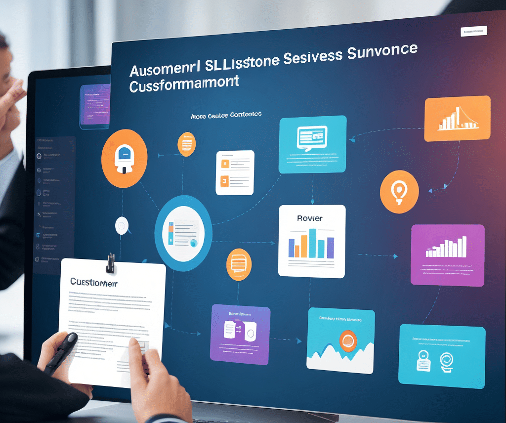 カスタマーサポートの自動化とサービス品質管理の全体像を示す概念