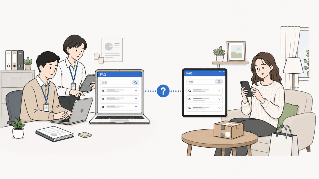 サポート担当者と顧客がFAQを通じてつながる社外・社内の使い分け