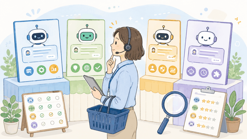複数のチャットボットサービスを比較検討して自社に合う製品を選ぶプロセス