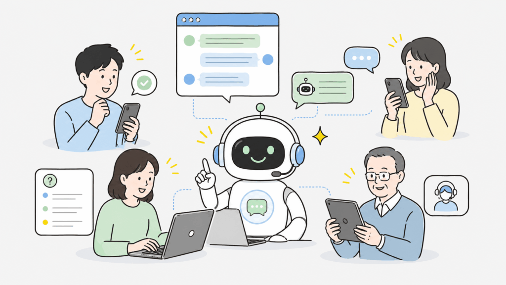 AIが複数のユーザーからの問い合わせに同時対応するカスタマーサポートの自動化