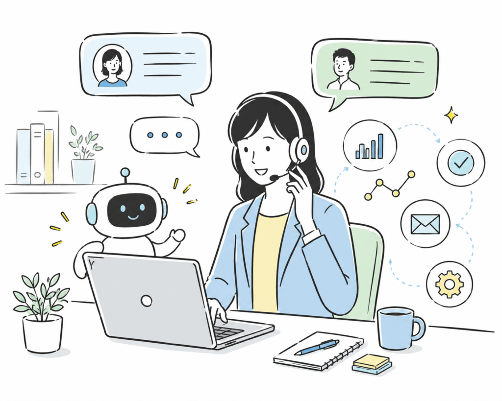 AIと連携しながら顧客対応を行うカスタマーサポートの業務スタイル
