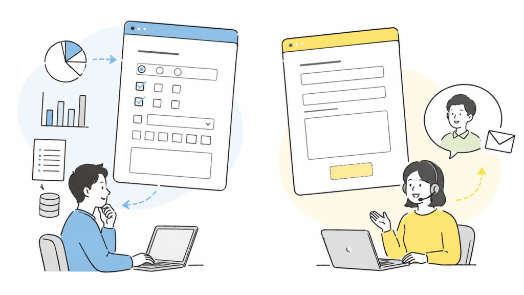 データ収集フォームと問い合わせ対応フォームの2種類の違い