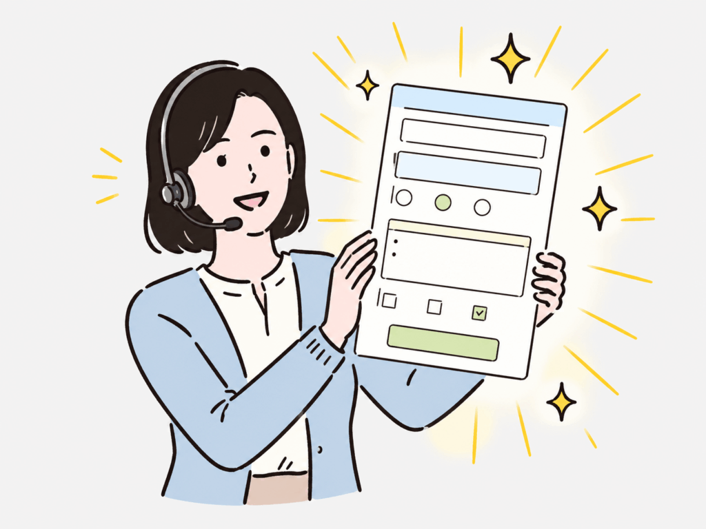 サポート担当者がフォームの入力項目を案内している