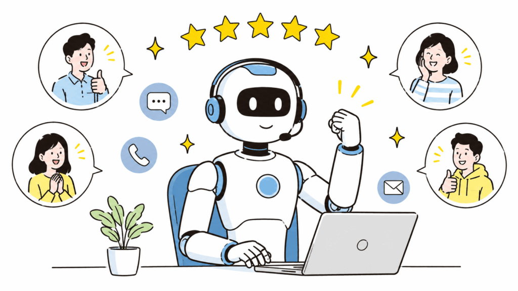 AIによる複数顧客への同時サポートと高評価獲得